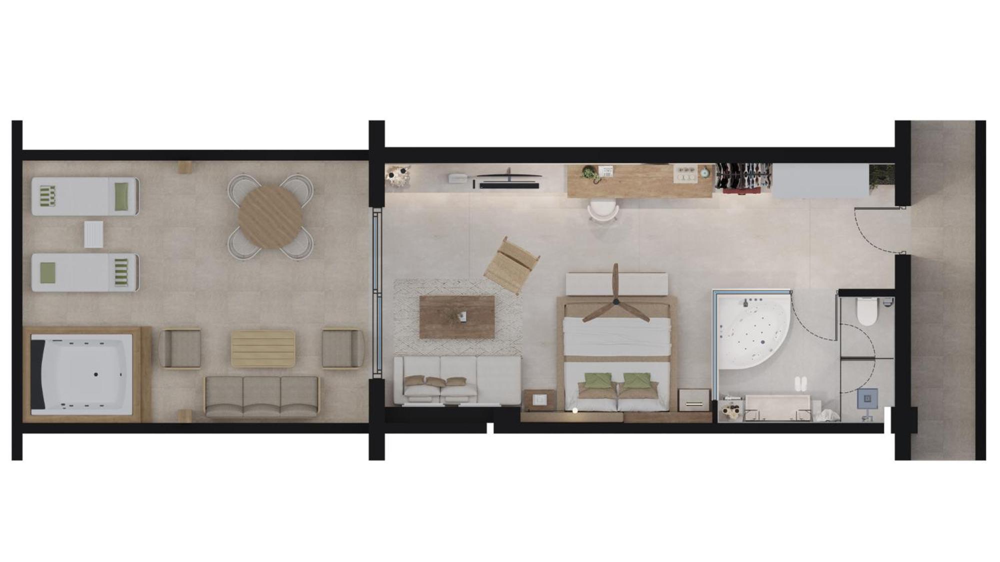 Apartament typu Superior Suite z hydromasażem na świeżym powietrzu